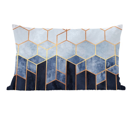 Sierkussens - Kussentjes Woonkamer - 50x30 cm - Hexagon - Gold - Luxe - Patronen