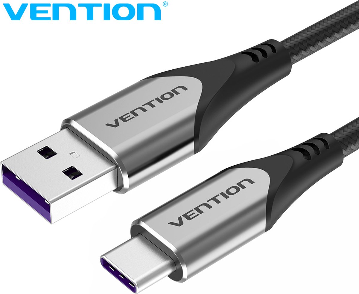 Vention snellaadkabel USB 2.0 naar USB C 5A 1 Meter