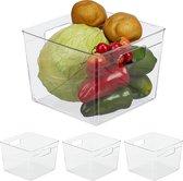 Relaxdays 4x organisateur de koelkast - plateau de koelkast - boîte à légumes - poignées - transparent