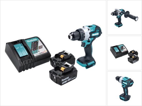 Makita DHP 486 RT accu-klopboormachine 18 V 130 Nm borstelloos + 2x accu 5,0 Ah + oplader