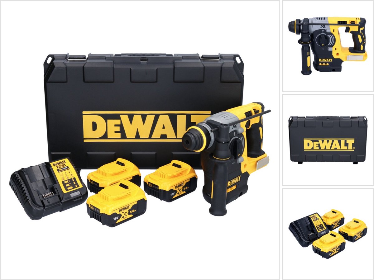 DeWalt DCH 273 P3 accu combihamer 18 V 2,1 J SDS Plus Brushless + 3x accu 5,0 Ah + oplader + koffer
