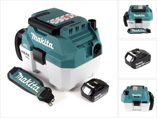 Makita DVC 750 LT1X3 accu stofzuiger nat- en droogzuiger 18 V draagbaar + 1x 5,0 Ah accu - zonder accessoires, zonder oplader