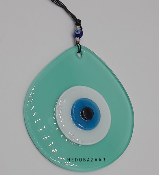 Handgemaakte Evil Eye Bead in Levendige Kleuren: Beschermend Kunstwerk voor Interieur, 13cm