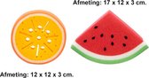 NTB Bad- en Douchespons - Medium - Meloen + Sinaasappel - Afmeting: 17 x 12 x 3 cm. + 12 x 12 x 3 cm.