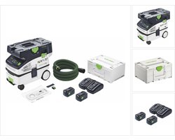 Festool CTLC MINI I-Basic accu mobiele stofafzuiger 36 V ( 2x 18 V ) stofklasse L + 2x accu 5.0 Ah + dubbele lader + systainer