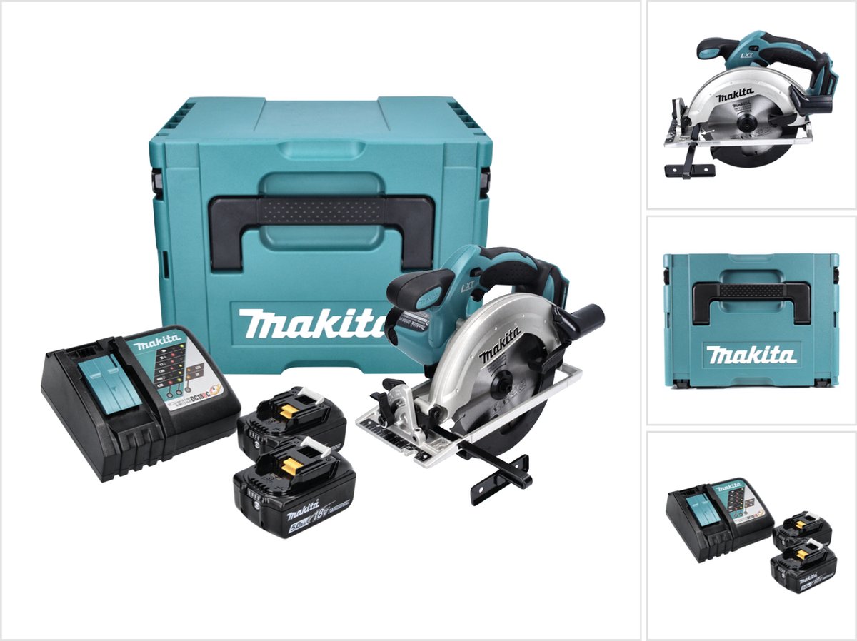 Makita DSS 611 RTJ accu cirkelzaag 18 V 165 mm + 2x accu 5.0 Ah + lader + Makpac