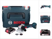 Bosch GWS 18V-10 Profi-accu haakse slijper 18 V 125 mm borstelloos + 1x accu 2.0 Ah + L-Boxx - zonder oplader