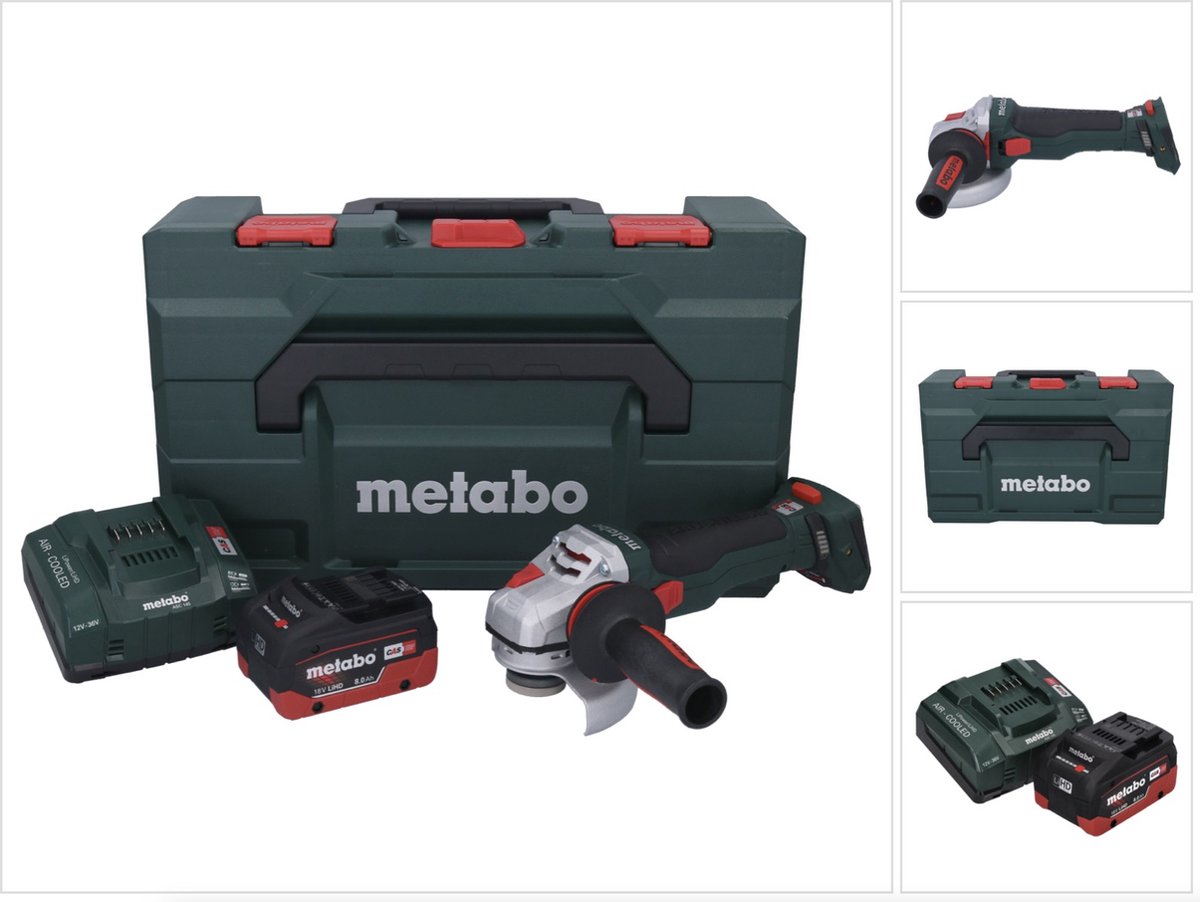 Metabo WB 18 LTX BL 15-125 Quick accu haakse slijper 18 V 125 mm borstelloos + 1x accu 8.0 Ah + lader + metaBOX