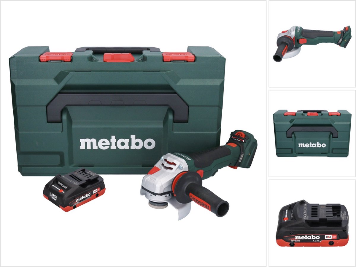 Metabo WVB 18 LTX BL 15-125 Quick accu haakse slijper 18 V 125 mm borstelloos + 1x accu 4.0 Ah + metaBOX - zonder lader