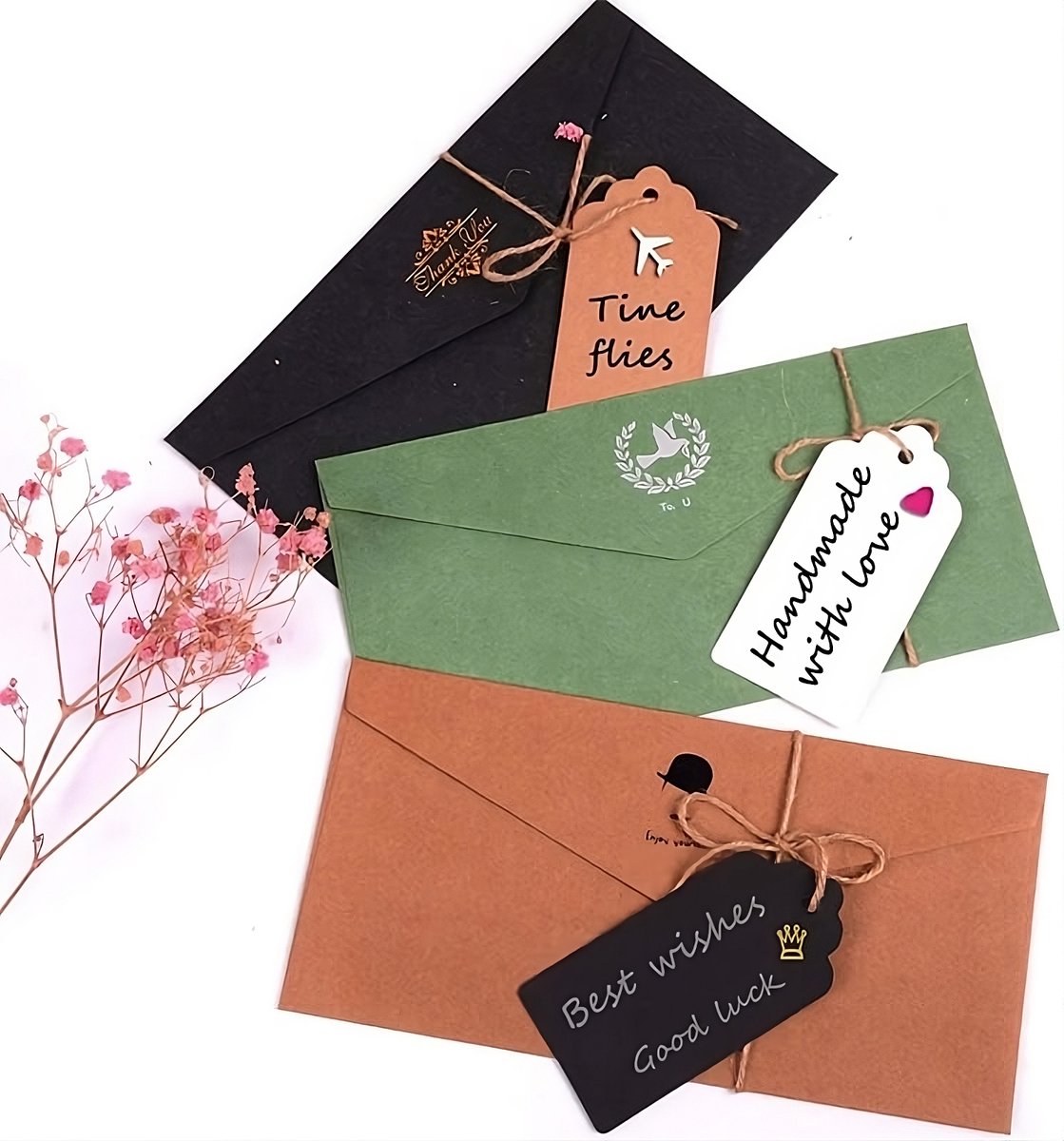 150x Stuks Kraft Karton Labels met 20m Jute Touw - Hart Kartonnen Cadeaulabels met Gaatje en Koord - Bruine, Zwarte & Witte Etiketten - Kraftpapier Naamkaartjes - Blanco Prijskaartjes\Prijslabels met Koortje - 7*4 cm — cadeau in Spellen & Speelgoed - foto 5