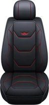Mima® Autostoelhoes - Universeel - Luxe Stoelhoes Voor Auto - Autostoel Beschermhoes - Stoel Cover - PU Leer - Zwart met Rood stiksel - 1 Stuks