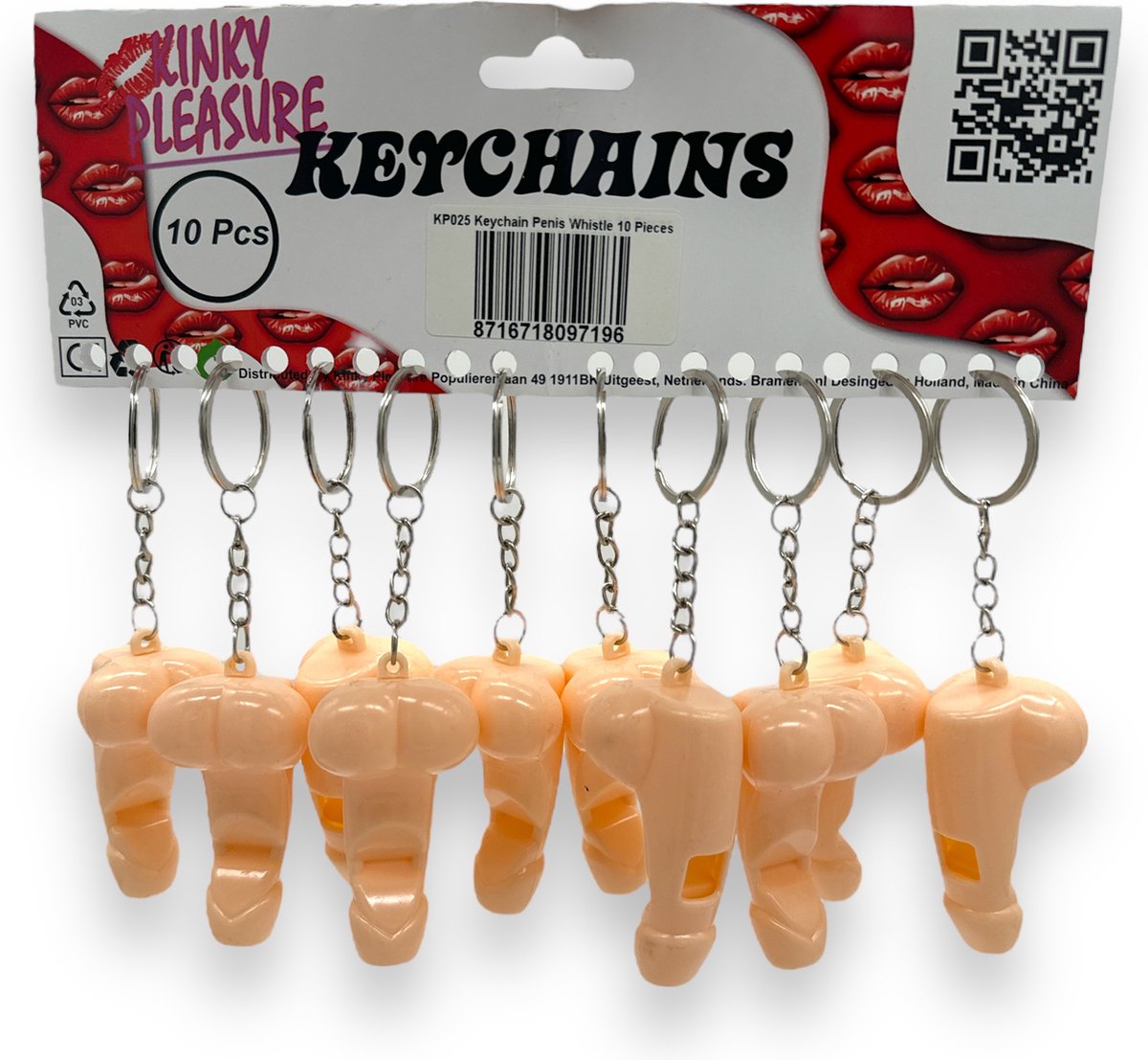 Sleutelhanger Fluitje Willy – Beige (Pak van 10)
