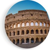 Artaza Forex Muurcirkel Colosseum in Rome met de Blauwe Lucht - 50x50 cm - Klein - Wandcirkel - Rond Schilderij - Muurdecoratie Cirkel