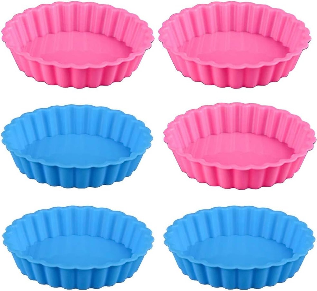 Siliconen cakevorm ronde mini-taartvormen antiaanbaklaag bakvorm siliconen vormen voor quiche taart pizza cakevorm 6 stuks (4 3 x 0 9 inch)