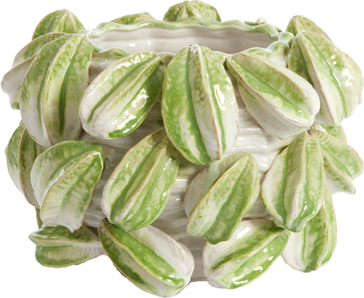 Light&living Vaas deco 33,5x33x23 cm CARAMBOLA keramiek crème+groen