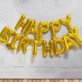 Happy birthday opblaasbare ballonnen - goudkleurig - helium of lucht - luxe hoogglans afwerking - voor binnen en buiten