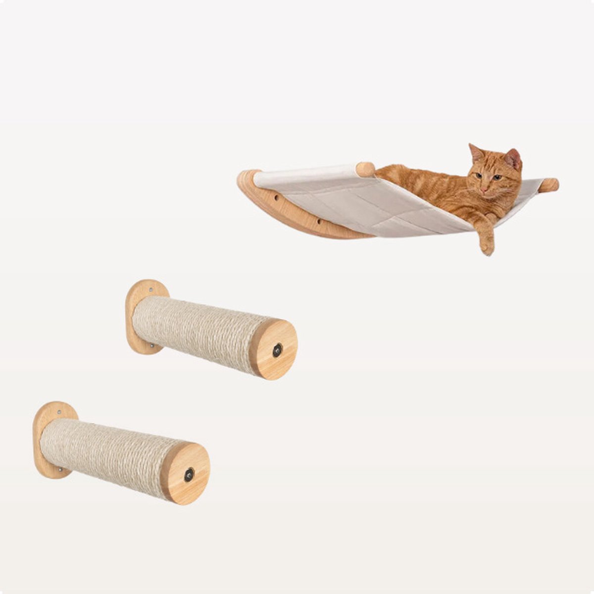 Mewoonfun Kattenhangmat, omkeerbare mat, gelegeerd staal, capaciteit van 18 kg, beige