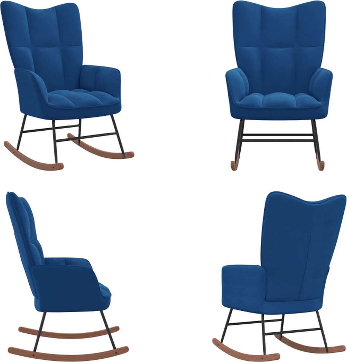 VidaXL Schommelstoel fluweel blauw Schommelstoel Schommelstoelen Schommel Stoel Schommel Stoelen