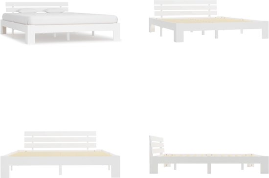 vidaXL Bedframe massief grenenhout wit 180x200 cm - Bedframe - Bedframes - Bed Frame - Bed Frames