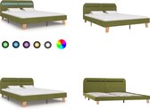 vidaXL Bedframe met LED stof groen 180x200 cm - Bedframe - Bedframes - Bed - Bedden