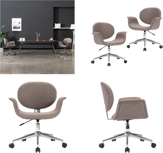 FurnitureR Set van 4 stoffen draaibare eetkamerstoelen, 360 graden draaibaar, vrije tijd, keukenstoelen voor eetkamer, woonkamer, keuken, beige
