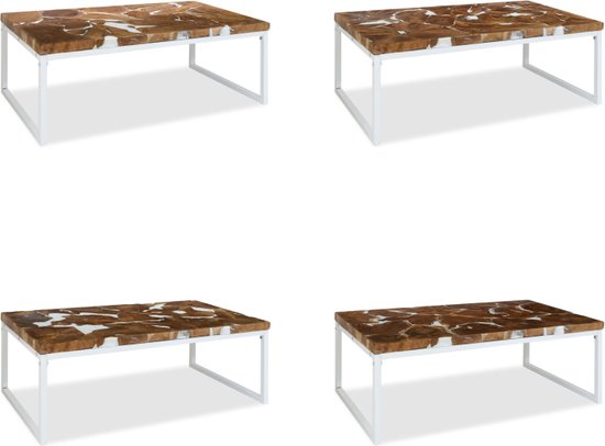 vidaXL Salontafel 110x60x40 cm Bois de teck et résine - Table basse - Tables basses basses - Table d'appoint - Tables d'appoint