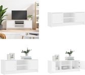 vidaXL Tv-meubel 102x30x37-5 cm bewerkt hout wit - Tv-meubel - Tv-meubelen - Tv-standaard - Televisiemeubel