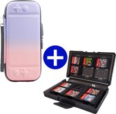 Case geschikt voor Nintendo Switch / Nintendo Switch OLED + Game Card hoes - 12 Games - Draagtas - Opbergtas - Paars/Roze/Grijs