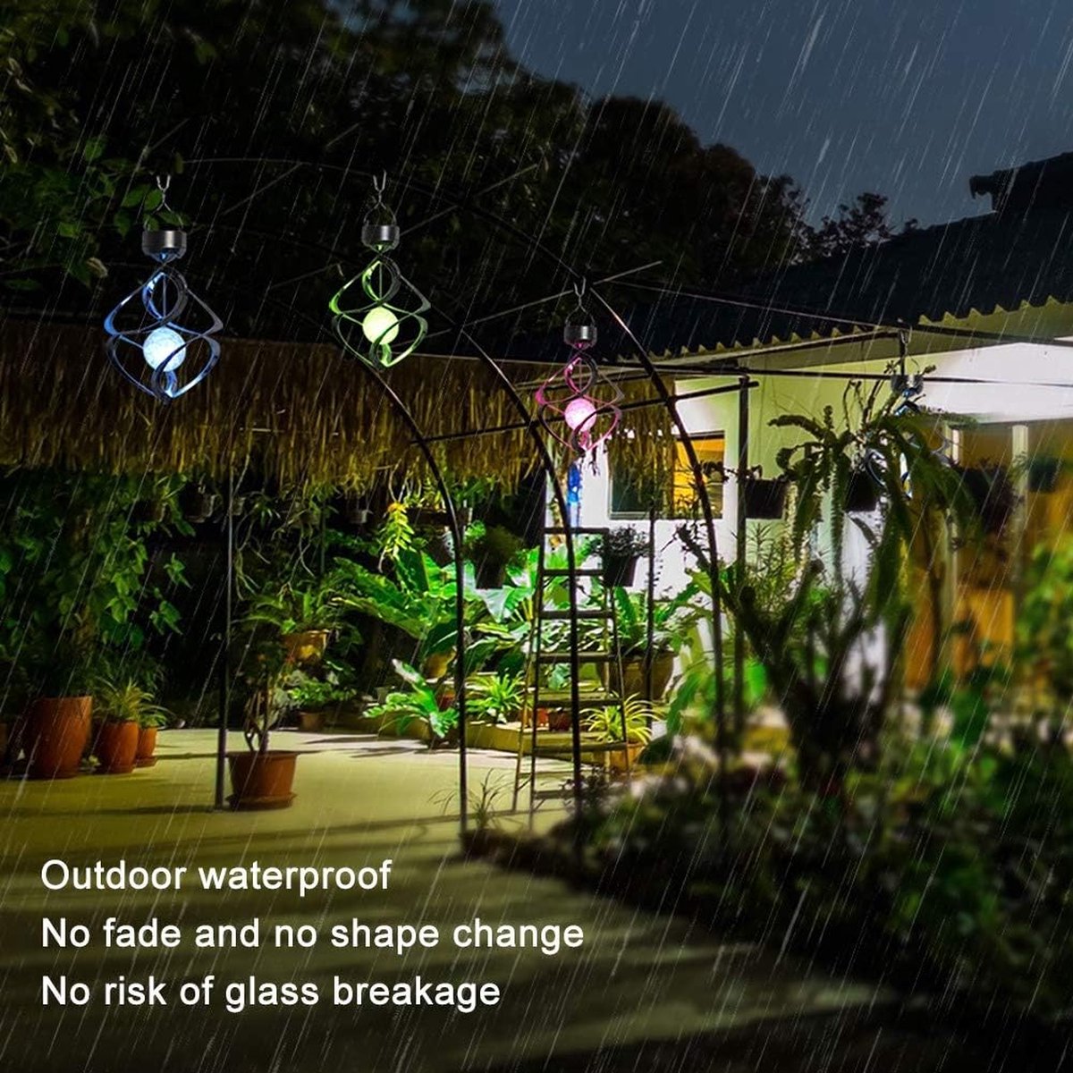 Solar hangende RGB lantaarn voor tuin