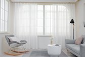 Maroyathome - BIBIANA 2 - Vitrage met plooiband voor haakjes - kant en klaar - Off White - Gebroken Wit - 300 x 250 cm - 300 cm breed en 250 cm hoog/lang - inclusief schelphaken en loodjes