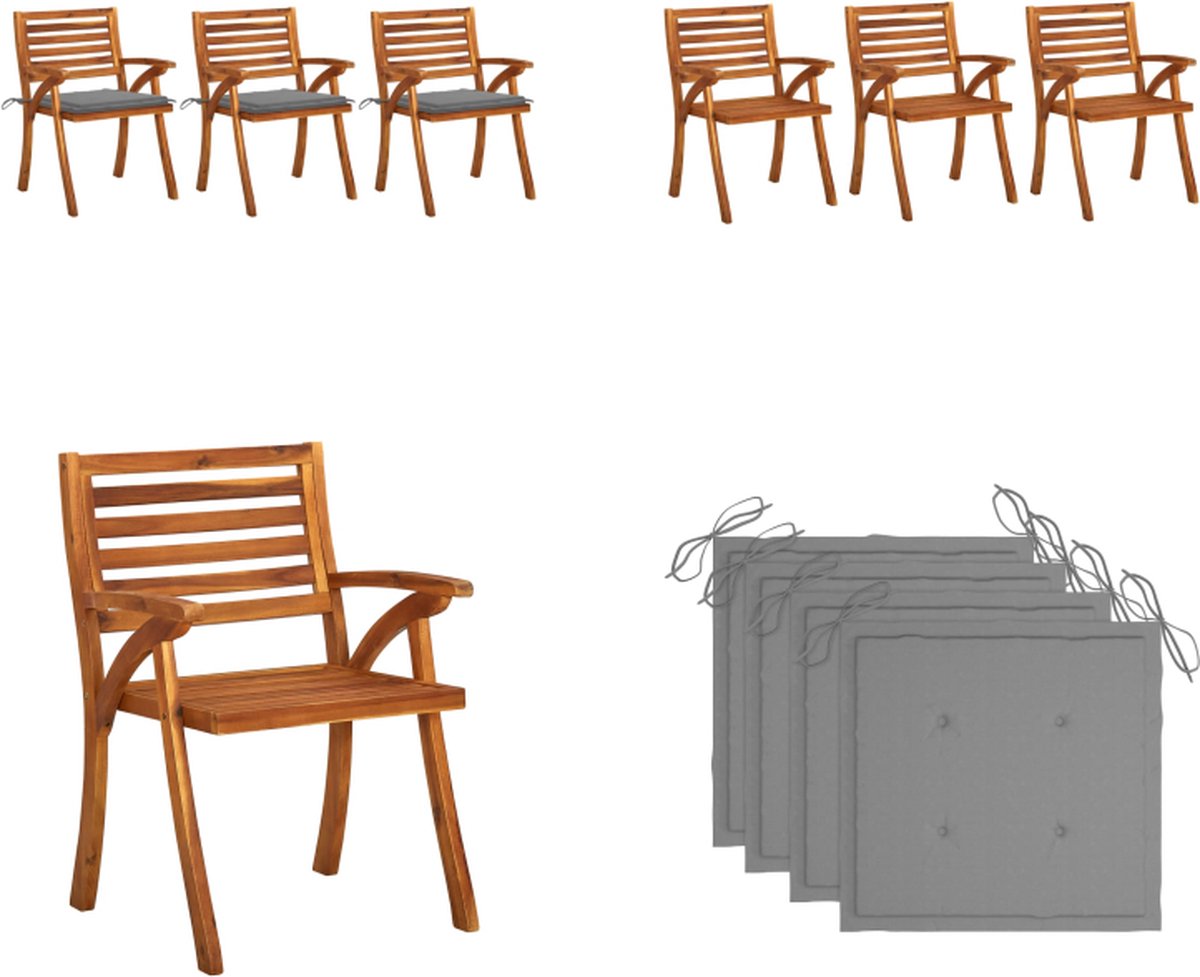 VidaXL Tuinstoelen 3 st met kussens massief acaciahout Eetkamerstoel Eetkamerstoelen Houten Eetkamerstoel Houten Eetkamerstoelen