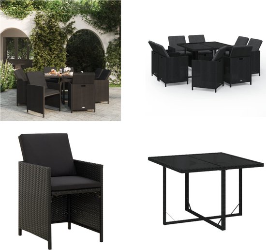 vidaXL 9-delige Tuinset poly rattan beige