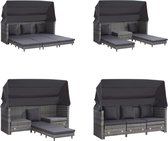 vidaXL Canapé-lit avec baldaquin 3 places extensible en polyrotin Gris - Canapé-lit - Canapés-lits - Chaise longue - Chaises longues