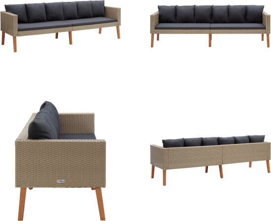 Poly Rattan Tuinbank met Kussens voor in de Tuin