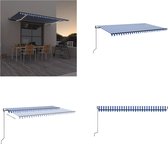 vidaXL Luifel automatisch met LED en windsensor 500x350 cm blauw wit - Uitschuifbare Luifel - Uitschuifbare Luifels - Uittrekbare Luifel - Uittrekbare Luifels