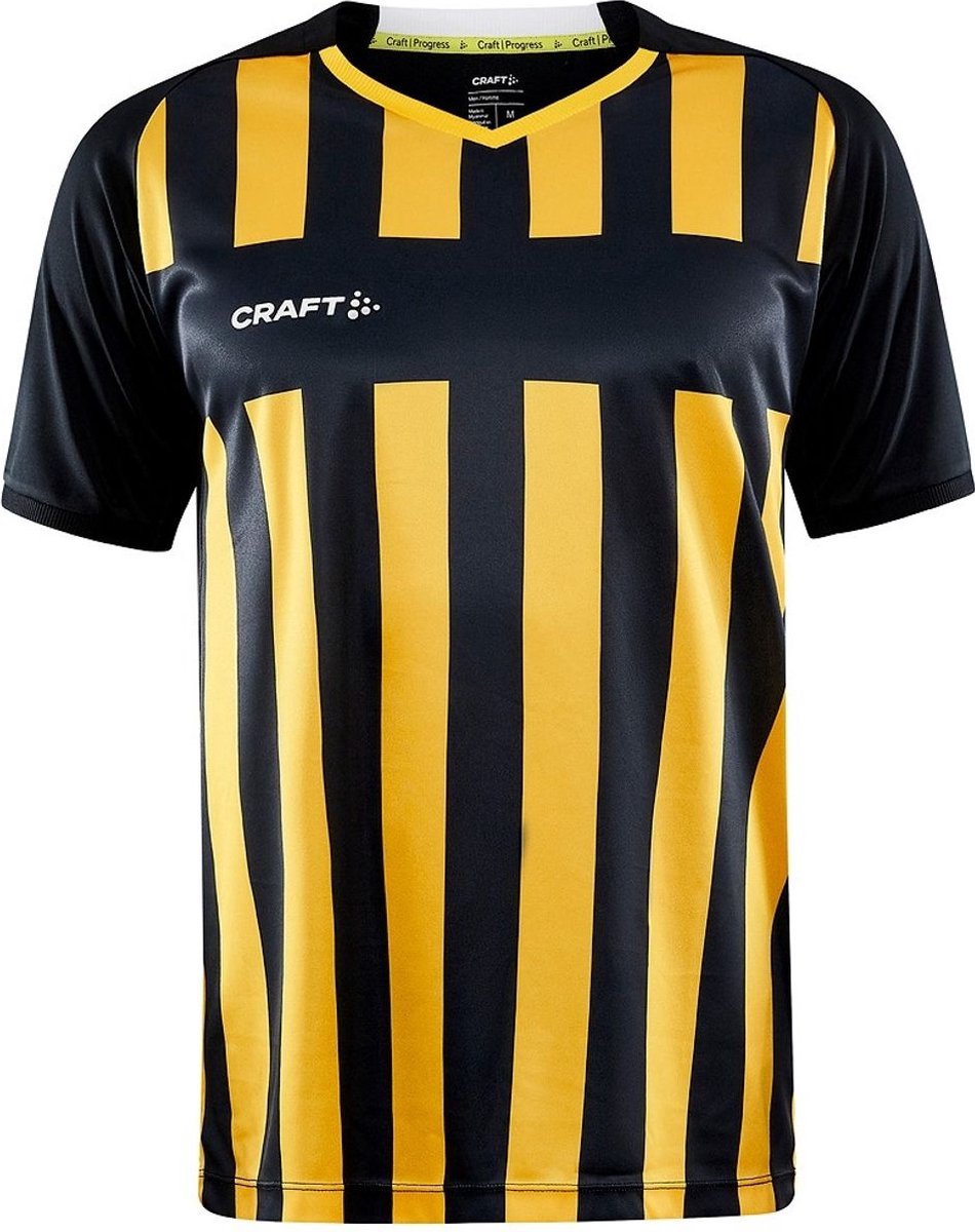 Craft Progress 2.0 Stripe Shirt Korte Mouw Heren - Geel / Zwart | Maat: XL