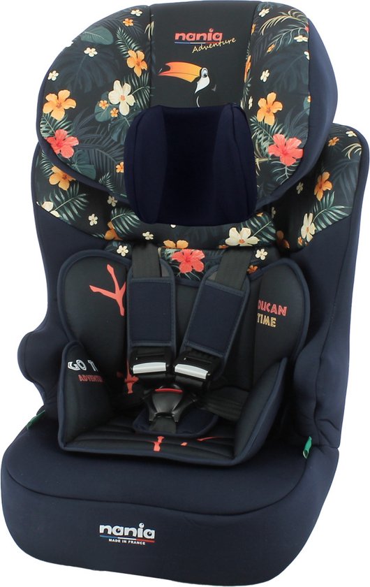 Product: NANIA RACE-i Autostoel - i-Size - lengte kind van 76 cm tot 140 cm - Vanaf 15 maanden tot 10 jaar - Autogordel bevestiging - ADVENTURE TOUCAN, van het merk NANIA