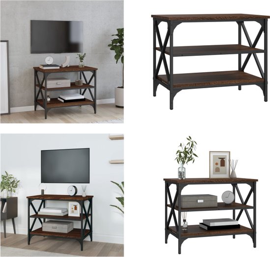 vidaXL Tv-meubel 60x40x50 cm bewerkt hout bruineikenkleurig - Tv-kast - Tv-kasten - Tv-meubel - Hifi-meubel