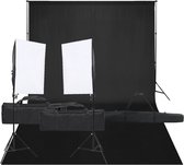 vidaXL Fotostudioset - LED Verlichtingsset - 40 x 60 cm - Flexibel Achtergrondsysteem - Zwart - Fotostudio Set