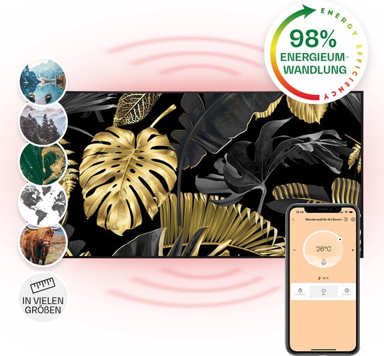 Klarstein Wonderwall Smart - infrarood verwarming - wandverwarming, verwarming, wifi, thermostaat, weektimer, uitschakelfunctie, geschikt voor mensen met allergieën, wit, 60x100cm, 600W