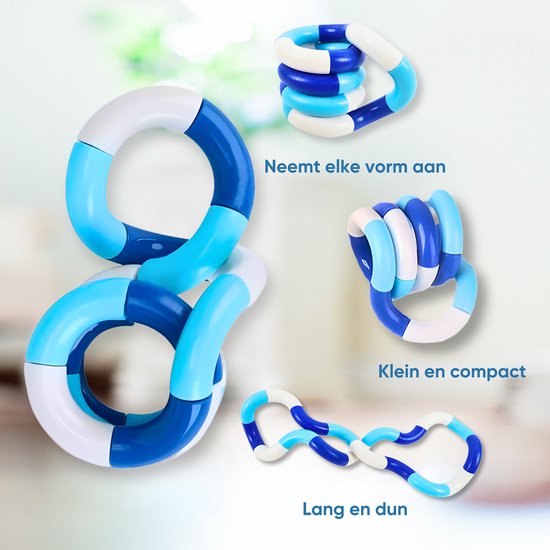 TOZY Tangl Stress verlagende Fidget Toy - Fidget Toys - Blauw / Wit / Sky Blue - Voor jong en oud
