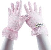 BamBella® Handschoenen van kant- Kort Roze- onesize - Elastische Visnet handschoen festival | verkleden feest kleding