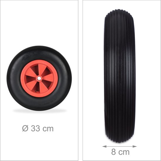 kruiwagenwiel - 3.50-6 - massief rubber - kunststof velg - anti-lek - 100 kg - zwart van Merkloos	 — afbeelding 2