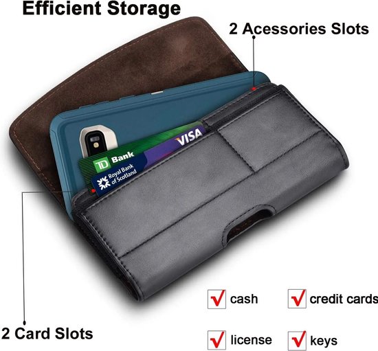 Casemania Belt Bag Étui pour Apple iPhone 7 Plus Zwart - Sac de Transport avec Rabat - Sac Banane Double Fixation avec Porte-Cartes