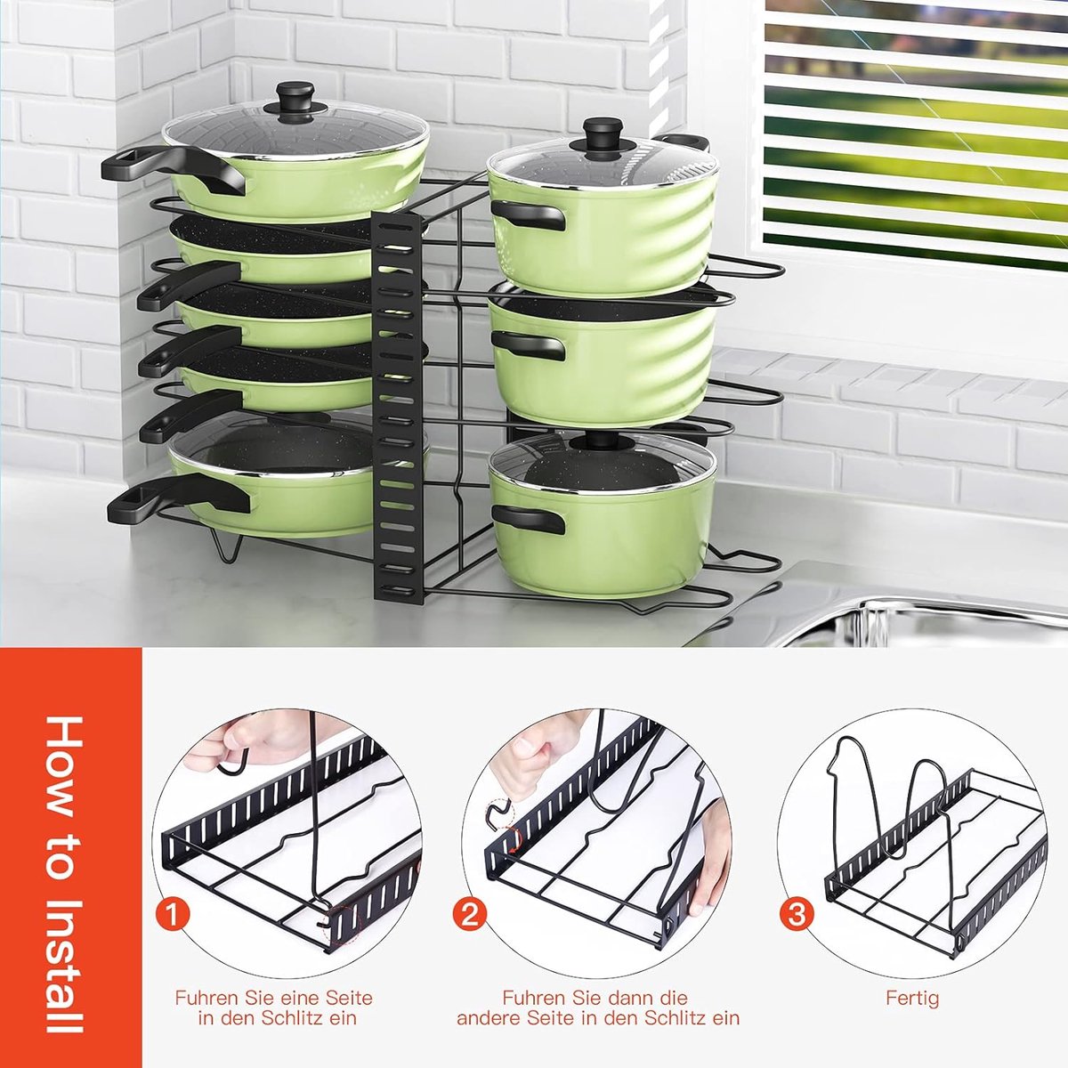 Pannenrek pannenplank rack organizer \ Opbergrek