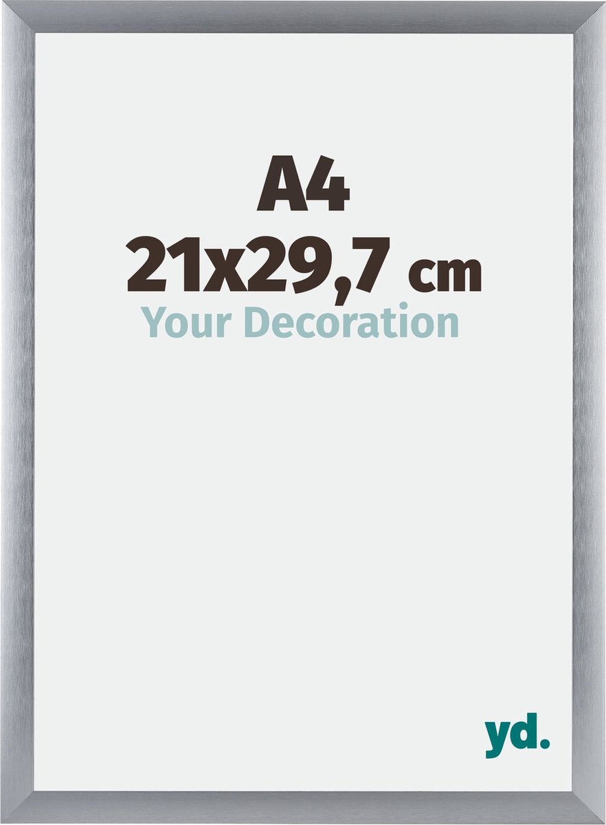 yd. Your Decoration - Fotolijst A4 21x 29,7 cm - Aluminium - Zilver Geborsteld - Tucson