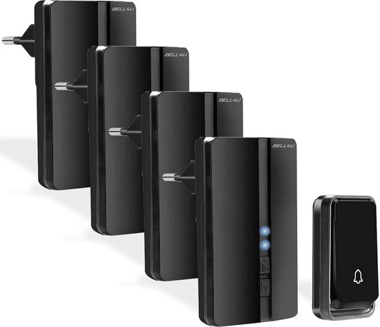 SURFOU Draadloze Bel Voor Buiten, Waterdicht, 400 M, Draadloos Bereik Huisdeur 3 Plug In Ontvangers Deurbel Draadloos Met 55 Beltonen 5 Volumes Knipperende Led Huisbel Draadloze Set Zwart