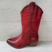 SmileFavorites® Dames Cowboylaarzen met Hak - Rood - Imitatieleer - Maat 39