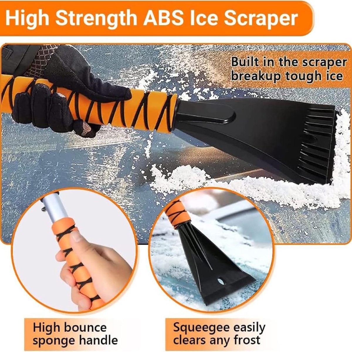 Brosse à neige multifonctionnelle 2 en 1 pour voiture et grattoir à glace  amovible avec poignée ergonomique en mousse pour voiture, camion, SUV (ABS