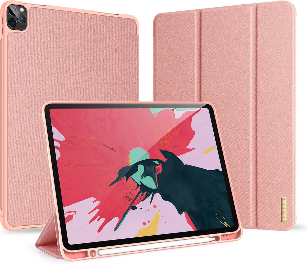 Tablet hoes geschikt voor iPad Pro 2021 (12.9 Inch)- Dux Ducis Domo Book Case - Roze